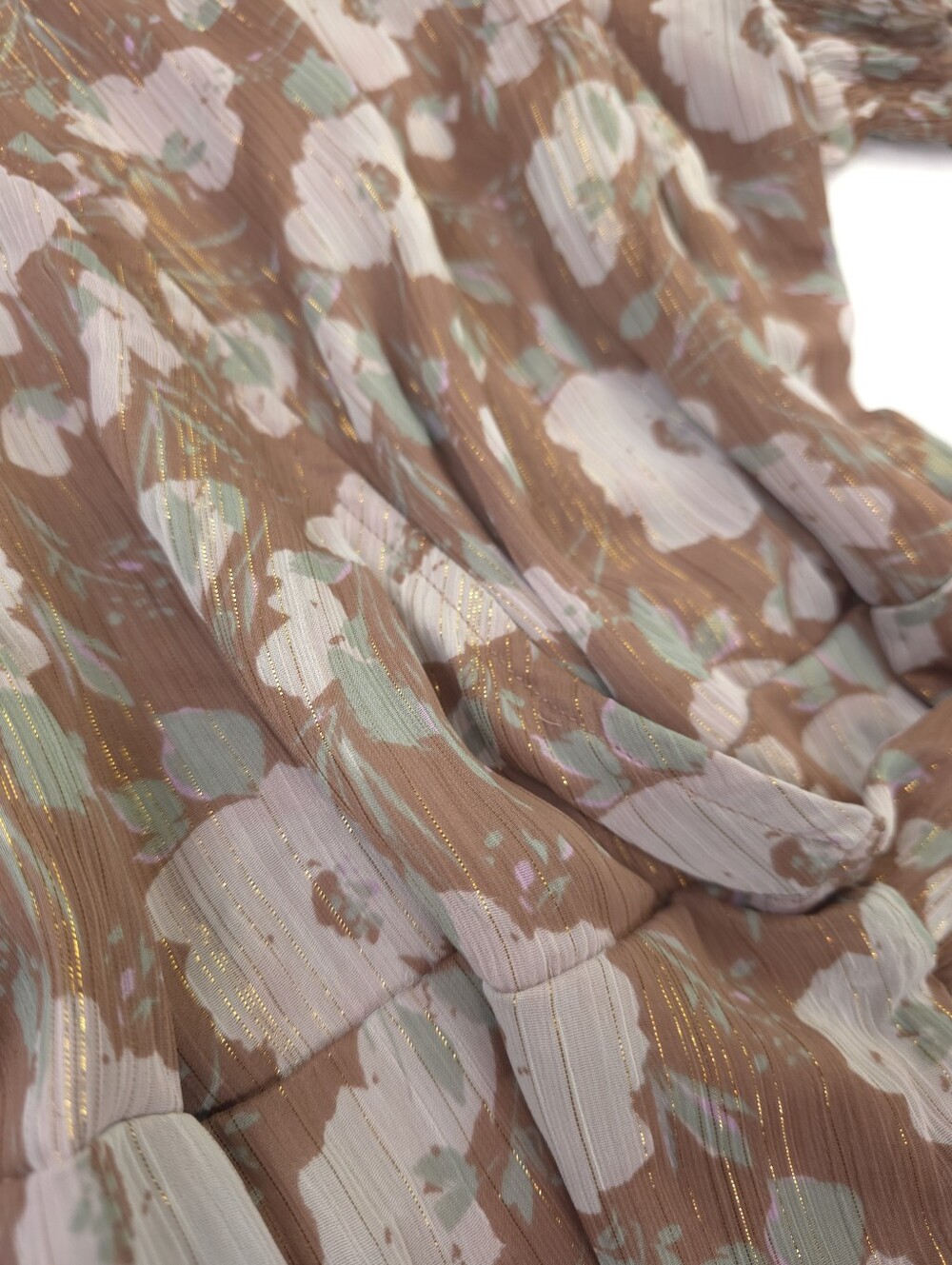 Like New Lauren Conrad Brown Gold Metalic Striped Floral Maxi Dress Sz XXL - Picture 7 of 14
